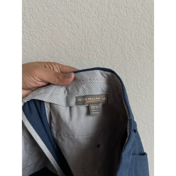 Peter Millar Crown Sport Pants Men 32 X 28.5 Blue Performance Flat Straight Golf - Picture 7 of 10